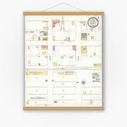 Old map wall art mockup — magnetic wood frame on white wall — Sanborn Fire Insurance Map from Orland, Glenn County, California (1907) - Complete Map Set