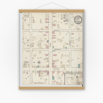 Old map wall art mockup — magnetic wood frame on white wall — Sanborn Fire Insurance Map from Madisonville, Hamilton County, Ohio (1886), Sheet #0001