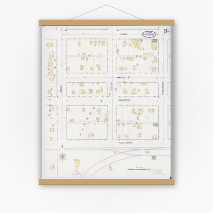 Old map wall art mockup — magnetic wood frame on white wall — Sanborn Fire Insurance Map from Luverne, Rock County, Minnesota (1894), Sheet #0003