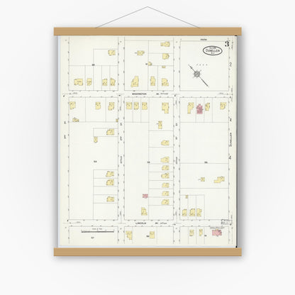 Old map wall art mockup — magnetic wood frame on white wall — Sanborn Fire Insurance Map from Dunellen, Middlesex County, New Jersey (1910), Sheet #0003