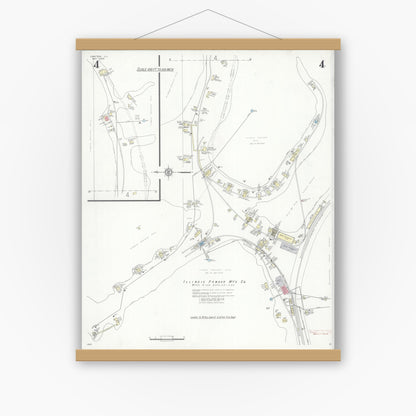 Old map wall art mockup — magnetic wood frame on white wall — Sanborn Fire Insurance Map from Grafton, Jersey County, Illinois (1936), Sheet #0004