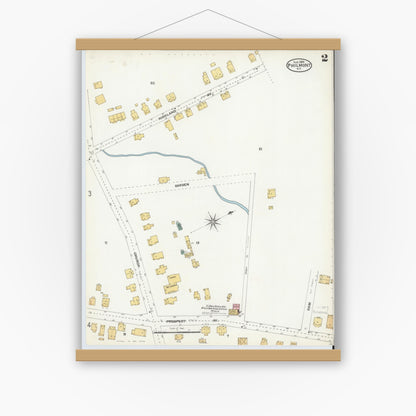 Old map wall art mockup — magnetic wood frame on white wall — Sanborn Fire Insurance Map from Philmont, Columbia County, New York (1904), Sheet #0002