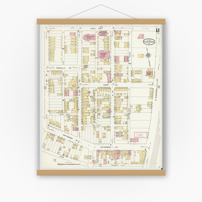 Old map wall art mockup — magnetic wood frame on white wall — Sanborn Fire Insurance Map from Duquesne, Allegheny County, Pennsylvania (1911), Sheet #0011