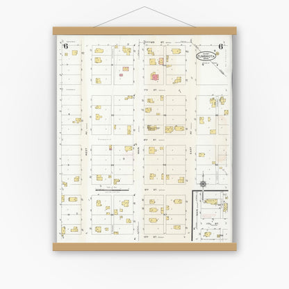 Old map wall art mockup — magnetic wood frame on white wall — Sanborn Fire Insurance Map from Zumbrota, Goodhue County, Minnesota (1927), Sheet #0006