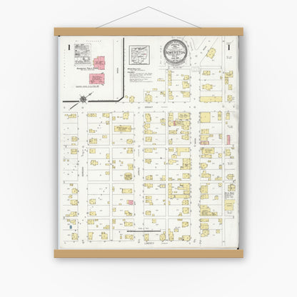 Old map wall art mockup — magnetic wood frame on white wall — Sanborn Fire Insurance Map from Bowerston, Harrison County, Ohio (1929) - Complete Map Set
