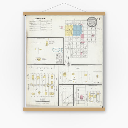 Old map wall art mockup — magnetic wood frame on white wall — Sanborn Fire Insurance Map from Appleton City, Saint Clair County, Missouri (1896) - Complete Map Set