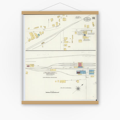 Old map wall art mockup — magnetic wood frame on white wall — Sanborn Fire Insurance Map from Escanaba, Delta County, Michigan (1906), Sheet #0031