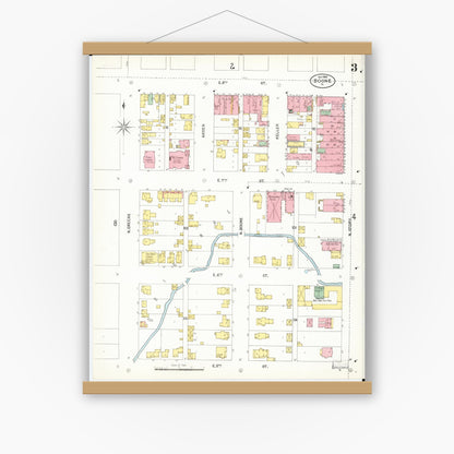 Old map wall art mockup — magnetic wood frame on white wall — Sanborn Fire Insurance Map from Boone, Boone County, Iowa (1900), Sheet #0003
