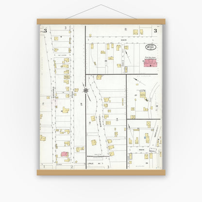Old map wall art mockup — magnetic wood frame on white wall — Sanborn Fire Insurance Map from Wise, Wise County, Virginia (1923), Sheet #0003
