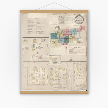 Old map wall art mockup — magnetic wood frame on white wall — Sanborn Fire Insurance Map from Vacaville, Solano County, California (1941) - Complete Map Set