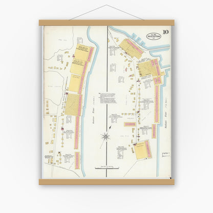 Old map wall art mockup — magnetic wood frame on white wall — Sanborn Fire Insurance Map from Haverstraw, Rockland County, New York (1903), Sheet #0010