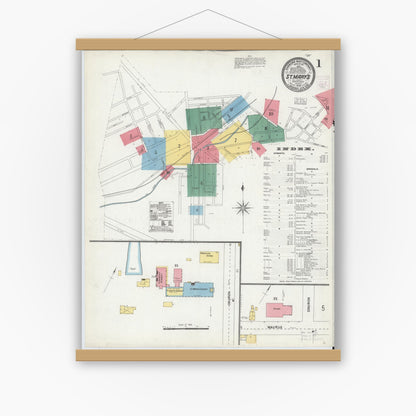 Old map wall art mockup — magnetic wood frame on white wall — Sanborn Fire Insurance Map from Saint Marys, Elk County, Pennsylvania (1904) - Complete Map Set