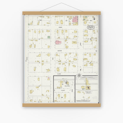 Old map wall art mockup — magnetic wood frame on white wall — Sanborn Fire Insurance Map from Fairmount, Vermilion County, Illinois (1898), Sheet #0002