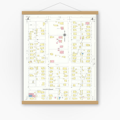 Old map wall art mockup — magnetic wood frame on white wall — Sanborn Fire Insurance Map from Herrin, Williamson County, Illinois (1941), Sheet #0004