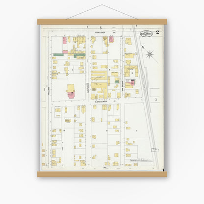 Old map wall art mockup — magnetic wood frame on white wall — Sanborn Fire Insurance Map from Englewood, Bergen County, New Jersey (1902), Sheet #0002