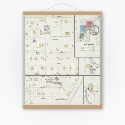 Old map wall art mockup — magnetic wood frame on white wall — Sanborn Fire Insurance Map from Garland, Dallas County, Texas (1901) - Complete Map Set