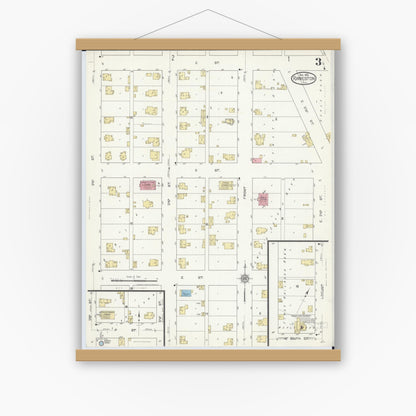 Old map wall art mockup — magnetic wood frame on white wall — Sanborn Fire Insurance Map from Forreston, Ogle County, Illinois (1912), Sheet #0003