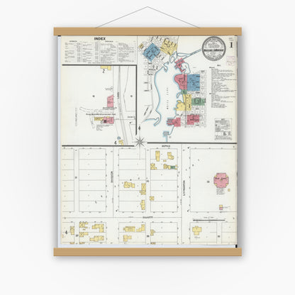 Old map wall art mockup — magnetic wood frame on white wall — Sanborn Fire Insurance Map from Whitehall, Muskegon County, Michigan (1902) - Complete Map Set
