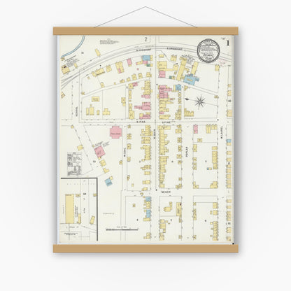 Old map wall art mockup — magnetic wood frame on white wall — Sanborn Fire Insurance Map from Tremont, Schuylkill County, Pennsylvania (1896) - Complete Map Set