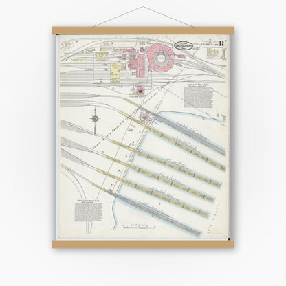 Old map wall art mockup — magnetic wood frame on white wall — Sanborn Fire Insurance Map from Two Harbors, Lake County, Minnesota (1914), Sheet #0011