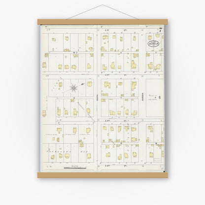 Old map wall art mockup — magnetic wood frame on white wall — Sanborn Fire Insurance Map from De Kalb, De Kalb County, Illinois (1897), Sheet #0007