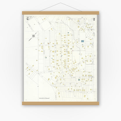 Old map wall art mockup — magnetic wood frame on white wall — Sanborn Fire Insurance Map from Clark's Summit, Lackawanna County, Pennsylvania (1933) - Complete Map Set