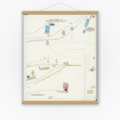 Old map wall art mockup — magnetic wood frame on white wall — Sanborn Fire Insurance Map from Iron Mountain, Dickinson County, Michigan (1897), Sheet #0006