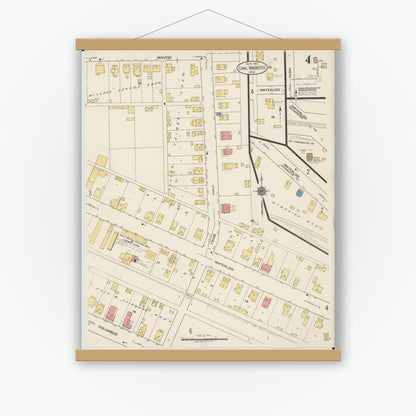 Old map wall art mockup — magnetic wood frame on white wall — Sanborn Fire Insurance Map from Canal Winchester, Franklin County, Ohio (1922), Sheet #0004
