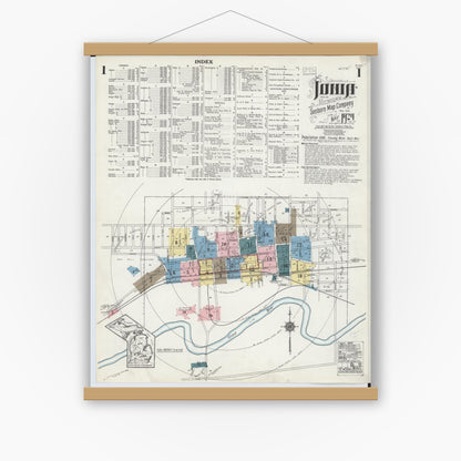 Old map wall art mockup — magnetic wood frame on white wall — Sanborn Fire Insurance Map from Ionia, Ionia County, Michigan (1924) - Complete Map Set