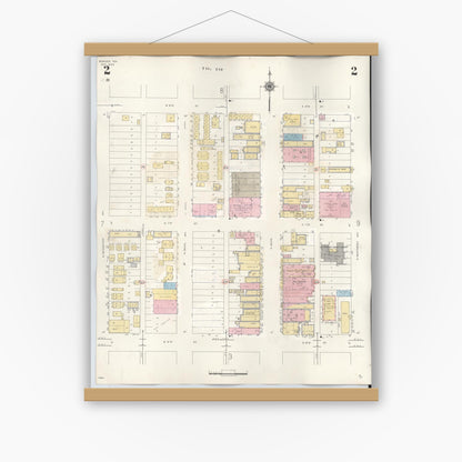 Old map wall art mockup — magnetic wood frame on white wall — Sanborn Fire Insurance Map from Borger, Hutchinson County, Texas (1950), Sheet #0002