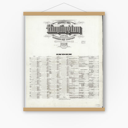 Old map wall art mockup — magnetic wood frame on white wall — Sanborn Fire Insurance Map from Huntington, Huntington County, Indiana (1919), Sheet #0001