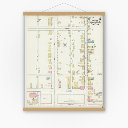 Old map wall art mockup — magnetic wood frame on white wall — Sanborn Fire Insurance Map from Lehighton, Carbon County, Pennsylvania (1892), Sheet #0002