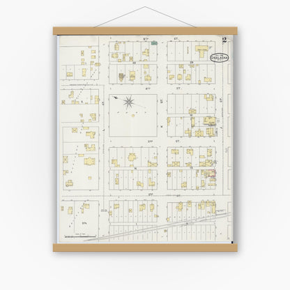 Old map wall art mockup — magnetic wood frame on white wall — Sanborn Fire Insurance Map from Onalaska, La Crosse County, Wisconsin (1894), Sheet #0002