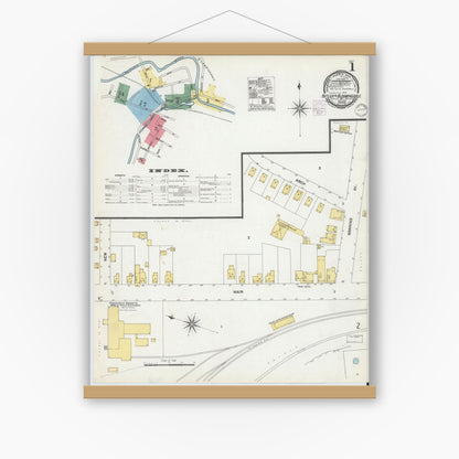 Old map wall art mockup — magnetic wood frame on white wall — Sanborn Fire Insurance Map from Butler, Morris County, New Jersey (1901), Sheet #0001