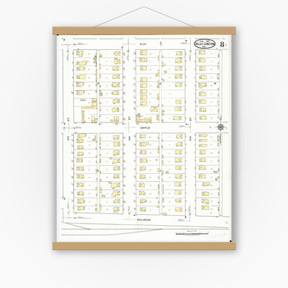 Old map wall art mockup — magnetic wood frame on white wall — Sanborn Fire Insurance Map from Valley Junction, Polk County, Iowa (1920), Sheet #0008