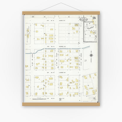 Old map wall art mockup — magnetic wood frame on white wall — Sanborn Fire Insurance Map from Stillwater, Washington County, Minnesota (1910), Sheet #0026
