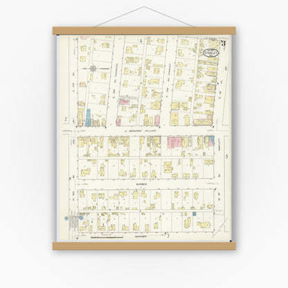 Old map wall art mockup — magnetic wood frame on white wall — Sanborn Fire Insurance Map from Stanley, Chippewa County, Wisconsin (1912), Sheet #0003