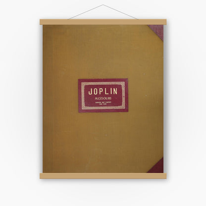 Old map wall art mockup — magnetic wood frame on white wall — Sanborn Fire Insurance Map from Joplin, Jasper County, Missouri (1950), Sheet #0001