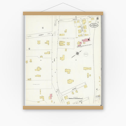 Old map wall art mockup — magnetic wood frame on white wall — Sanborn Fire Insurance Map from Southbridge, Worcester County, Massachusetts (1911), Sheet #0008