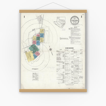 Old map wall art mockup — magnetic wood frame on white wall — Sanborn Fire Insurance Map from Goose Creek, Harris County, Texas (1926) - Complete Map Set