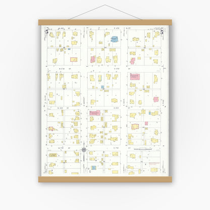 Old map wall art mockup — magnetic wood frame on white wall — Sanborn Fire Insurance Map from Holden, Johnson County, Missouri (1931), Sheet #0005