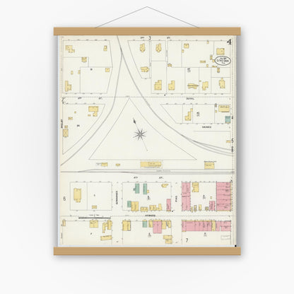 Old map wall art mockup — magnetic wood frame on white wall — Sanborn Fire Insurance Map from Live Oak, Suwanee County, Florida (1903), Sheet #0004