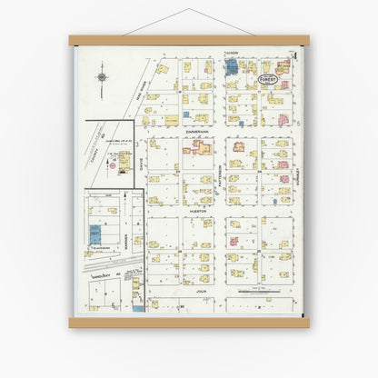 Old map wall art mockup — magnetic wood frame on white wall — Sanborn Fire Insurance Map from Forest, Hardin County, Ohio (1921), Sheet #0004