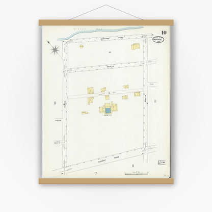 Old map wall art mockup — magnetic wood frame on white wall — Sanborn Fire Insurance Map from Nahant, Essex County, Massachusetts (1907), Sheet #0010