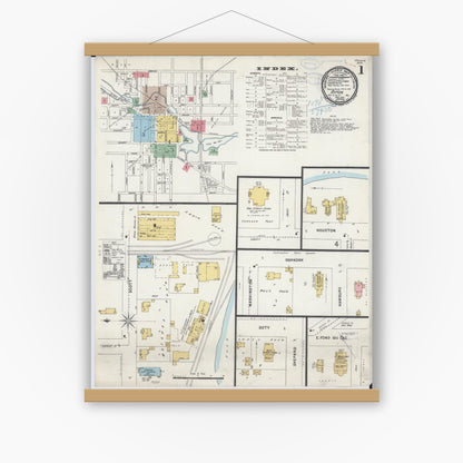 Old map wall art mockup — magnetic wood frame on white wall — Sanborn Fire Insurance Map from Ripon, Fond du Lac County, Wisconsin (1898) - Complete Map Set