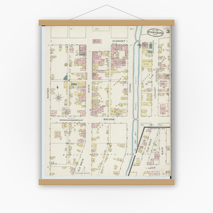 Old map wall art mockup — magnetic wood frame on white wall — Sanborn Fire Insurance Map from Miamisburg, Montgomery County, Ohio (1886), Sheet #0003