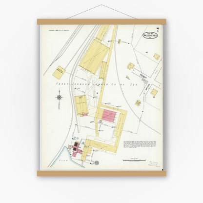 Old map wall art mockup — magnetic wood frame on white wall — Sanborn Fire Insurance Map from Nacogdoches, Nacogdoches County, Texas (1921), Sheet #0007