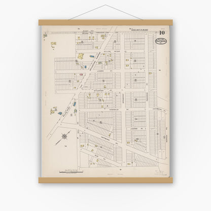 Old map wall art mockup — magnetic wood frame on white wall — Sanborn Fire Insurance Map from Hatboro, Montgomery County, Pennsylvania (1922), Sheet #0010