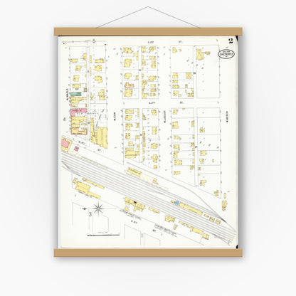 Old map wall art mockup — magnetic wood frame on white wall — Sanborn Fire Insurance Map from Cherokee, Cherokee County, Iowa (1899), Sheet #0002