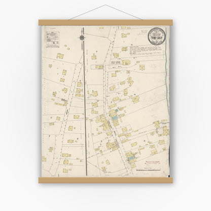 Old map wall art mockup — magnetic wood frame on white wall — Sanborn Fire Insurance Map from French Gulch, Shasta County, California (1912), Sheet #0001